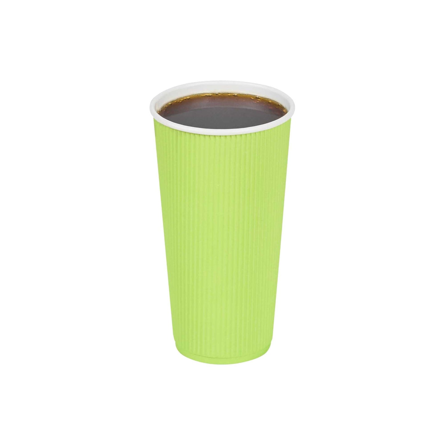 Restpresso 20 oz Eco Green Paper Coffee Cup - Ripple Wall - 3 1/2" x 3 1/2" x 6 1/4" - 10 count box
