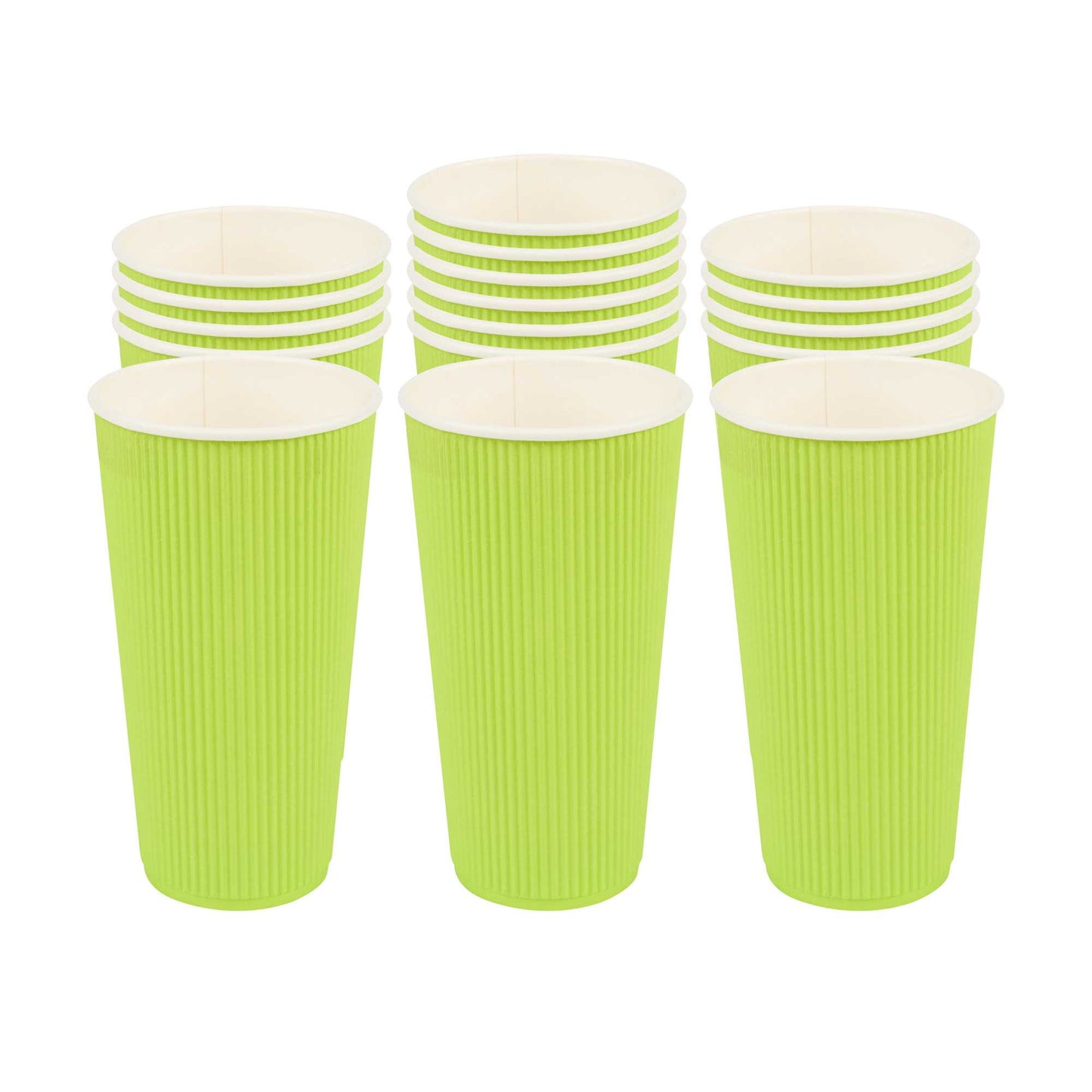 Restpresso 20 oz Eco Green Paper Coffee Cup - Ripple Wall - 3 1/2" x 3 1/2" x 6 1/4" - 10 count box