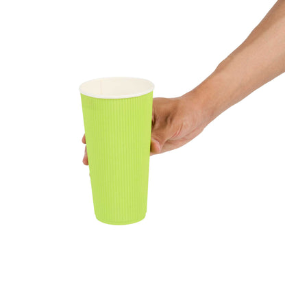 Restpresso 20 oz Eco Green Paper Coffee Cup - Ripple Wall - 3 1/2" x 3 1/2" x 6 1/4" - 10 count box