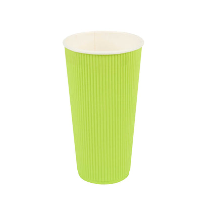 Restpresso 20 oz Eco Green Paper Coffee Cup - Ripple Wall - 3 1/2" x 3 1/2" x 6 1/4" - 10 count box