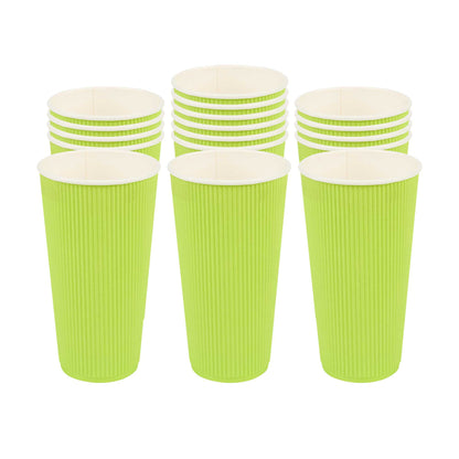 Restpresso 20 oz Eco Green Paper Coffee Cup - Ripple Wall - 3 1/2" x 3 1/2" x 6 1/4" - 250 count box