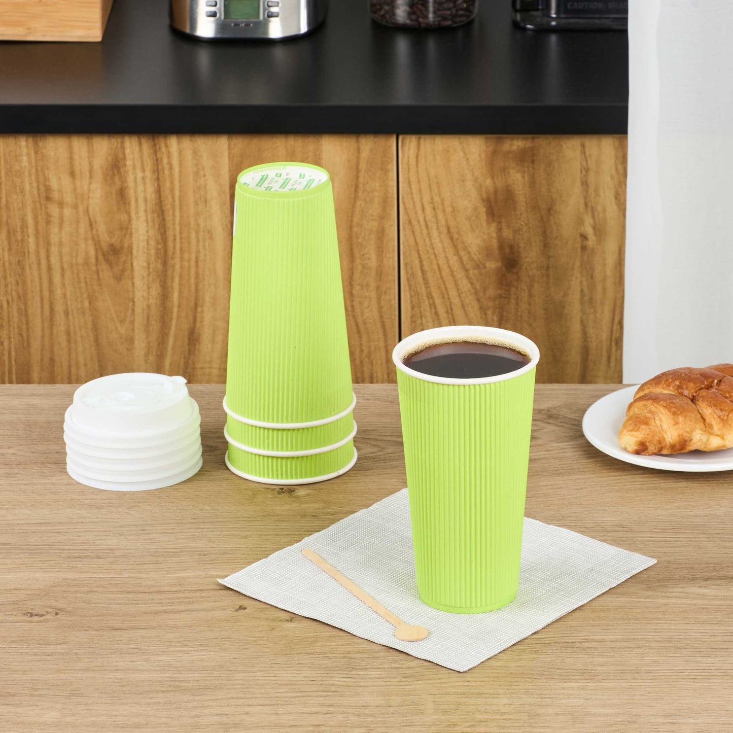 Restpresso 20 oz Eco Green Paper Coffee Cup - Ripple Wall - 3 1/2" x 3 1/2" x 6 1/4" - 250 count box