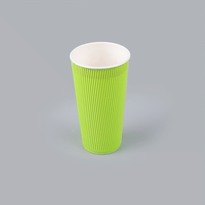 Restpresso 20 oz Eco Green Paper Coffee Cup - Ripple Wall - 3 1/2" x 3 1/2" x 6 1/4" - 250 count box