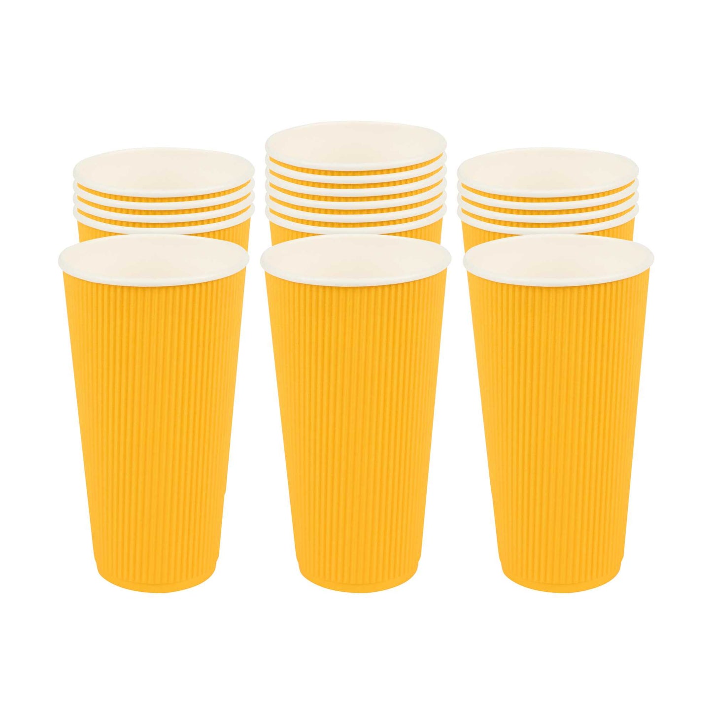 Restpresso 20 oz Yellow Paper Coffee Cup - Ripple Wall - 3 1/2" x 3 1/2" x 6 1/4" - 10 count box