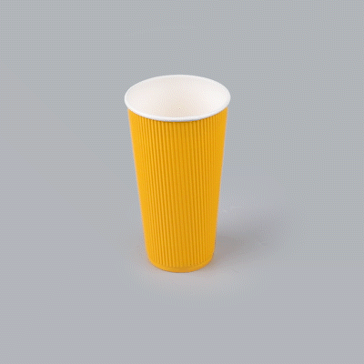 Restpresso 20 oz Yellow Paper Coffee Cup - Ripple Wall - 3 1/2" x 3 1/2" x 6 1/4" - 10 count box