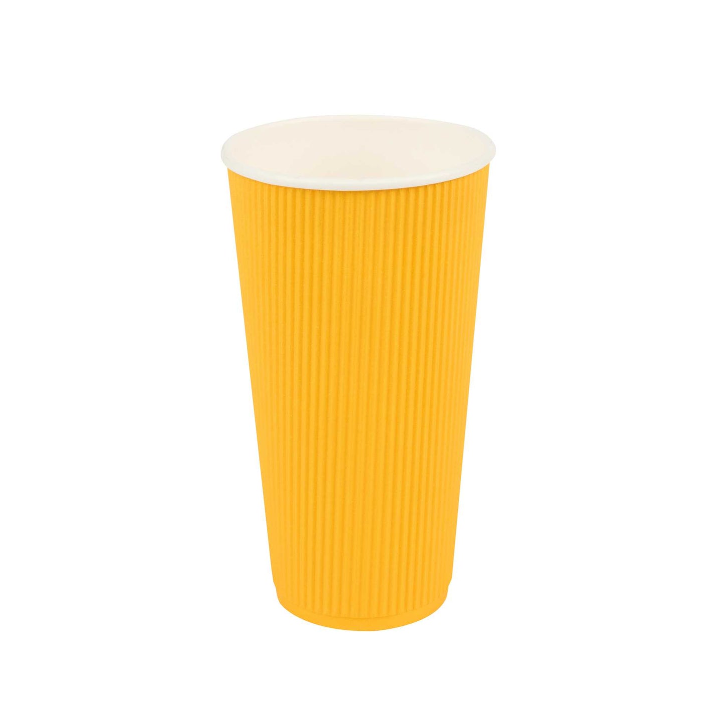 Restpresso 20 oz Yellow Paper Coffee Cup - Ripple Wall - 3 1/2" x 3 1/2" x 6 1/4" - 10 count box