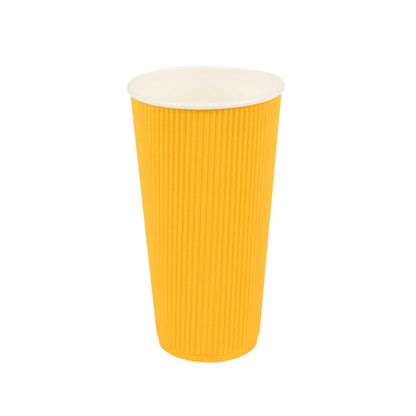 Restpresso 20 oz Yellow Paper Coffee Cup - Ripple Wall - 3 1/2" x 3 1/2" x 6 1/4" - 10 count box