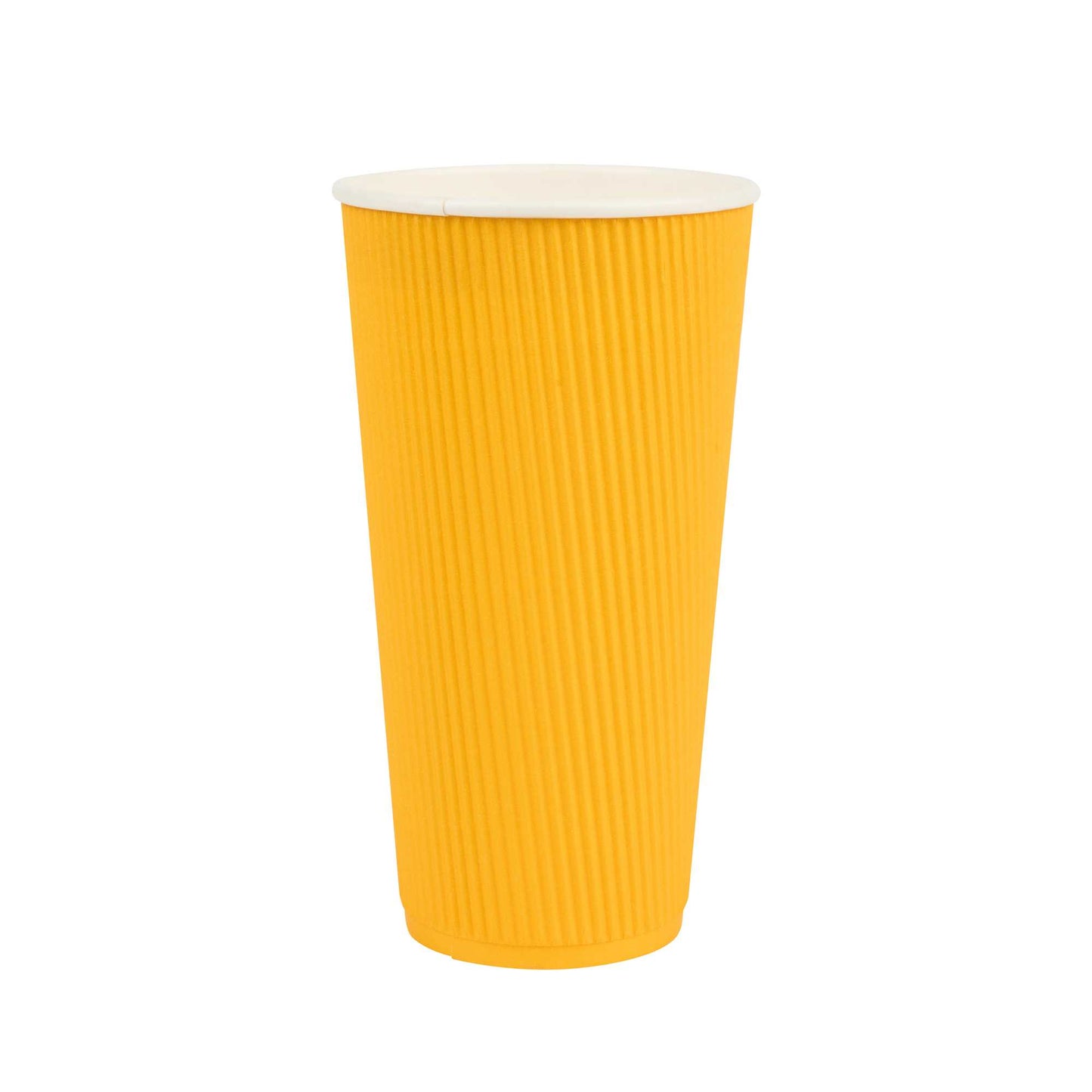 Restpresso 20 oz Yellow Paper Coffee Cup - Ripple Wall - 3 1/2" x 3 1/2" x 6 1/4" - 10 count box