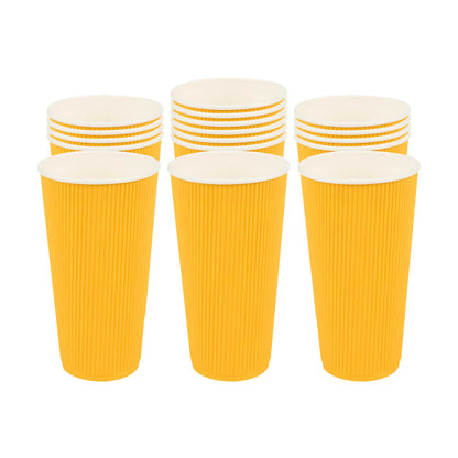 Restpresso 20 oz Yellow Paper Coffee Cup - Ripple Wall - 3 1/2" x 3 1/2" x 6 1/4" - 250 count box
