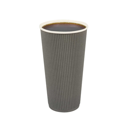 Restpresso 20 oz Gray Paper Coffee Cup - Ripple Wall - 3 1/2" x 3 1/2" x 6 1/4" - 250 count box