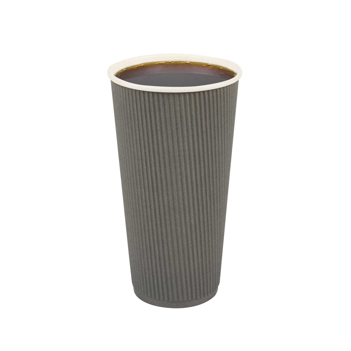 Restpresso 20 oz Gray Paper Coffee Cup - Ripple Wall - 3 1/2" x 3 1/2" x 6 1/4" - 10 count box