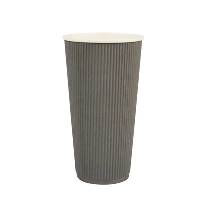 Restpresso 20 oz Gray Paper Coffee Cup - Ripple Wall - 3 1/2" x 3 1/2" x 6 1/4" - 10 count box