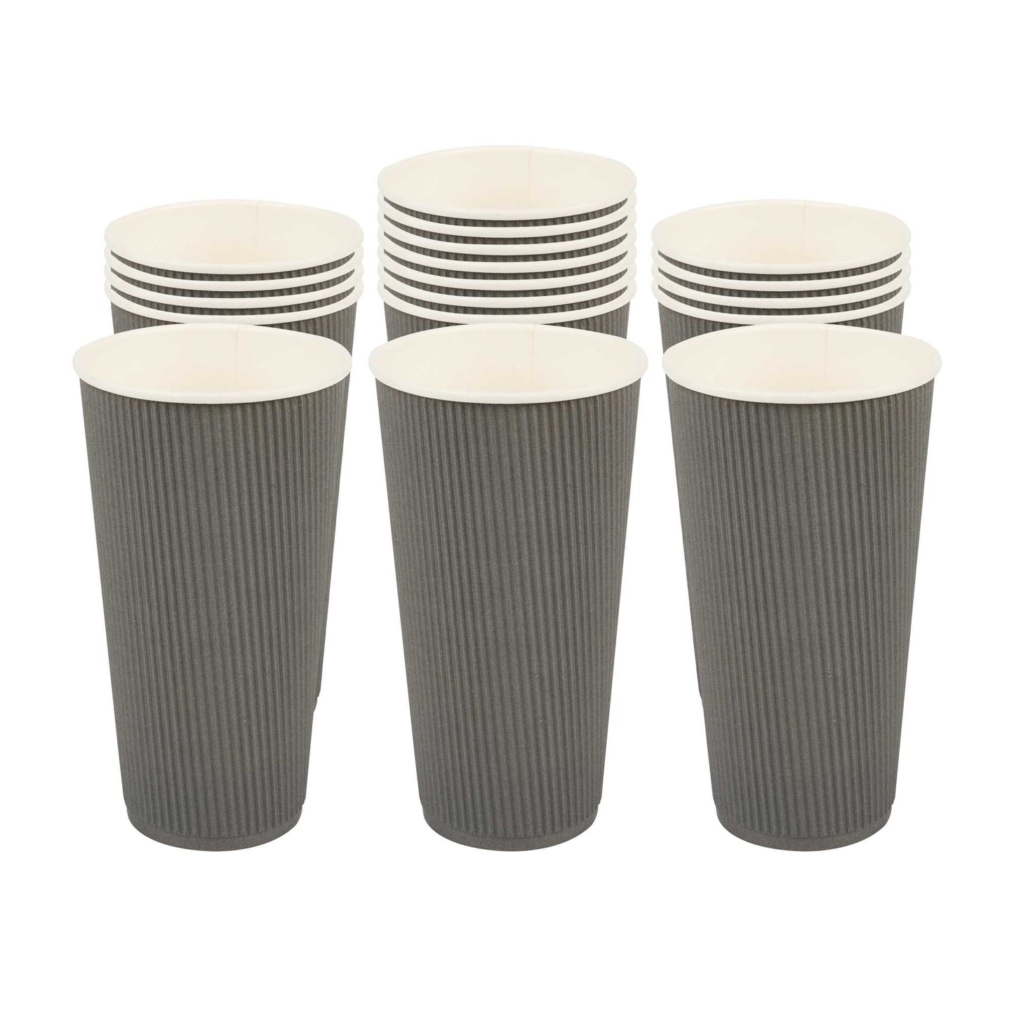 Restpresso 20 oz Gray Paper Coffee Cup - Ripple Wall - 3 1/2" x 3 1/2" x 6 1/4" - 250 count box