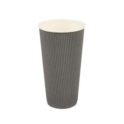Restpresso 20 oz Gray Paper Coffee Cup - Ripple Wall - 3 1/2" x 3 1/2" x 6 1/4" - 250 count box