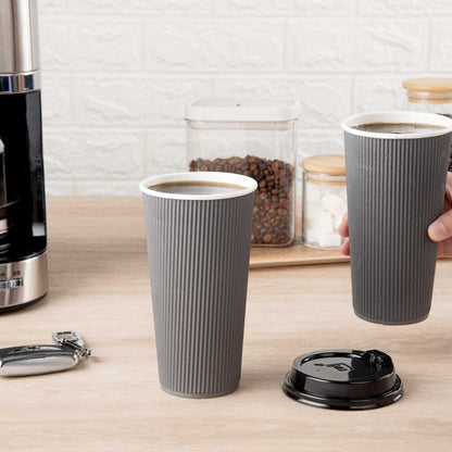Restpresso 20 oz Gray Paper Coffee Cup - Ripple Wall - 3 1/2" x 3 1/2" x 6 1/4" - 250 count box