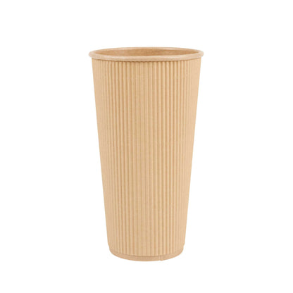 Restpresso 20 oz Kraft Paper Coffee Cup - Ripple Wall - 3 1/2" x 3 1/2" x 6 1/4" - 10 count box