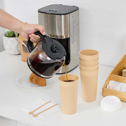 Restpresso 20 oz Kraft Paper Coffee Cup - Ripple Wall - 3 1/2" x 3 1/2" x 6 1/4" - 10 count box