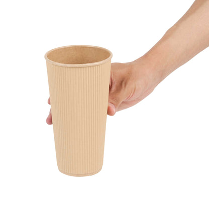 Restpresso 20 oz Kraft Paper Coffee Cup - Ripple Wall - 3 1/2" x 3 1/2" x 6 1/4" - 250 count box