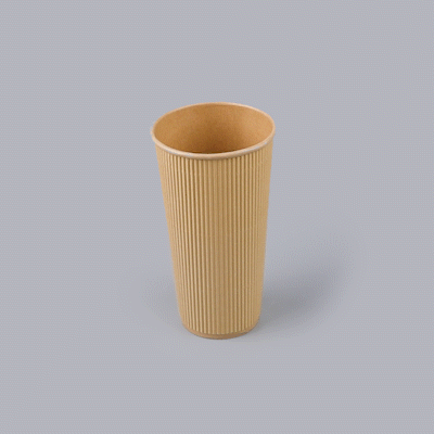 Restpresso 20 oz Kraft Paper Coffee Cup - Ripple Wall - 3 1/2" x 3 1/2" x 6 1/4" - 250 count box