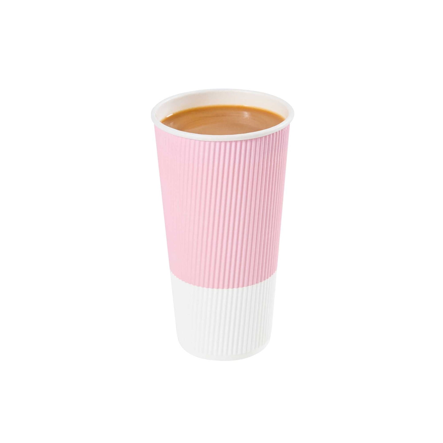 Restpresso 20 oz Light Pink Paper Coffee Cup - Ripple Wall - 3 1/2" x 3 1/2" x 6 1/4" - 250 count box