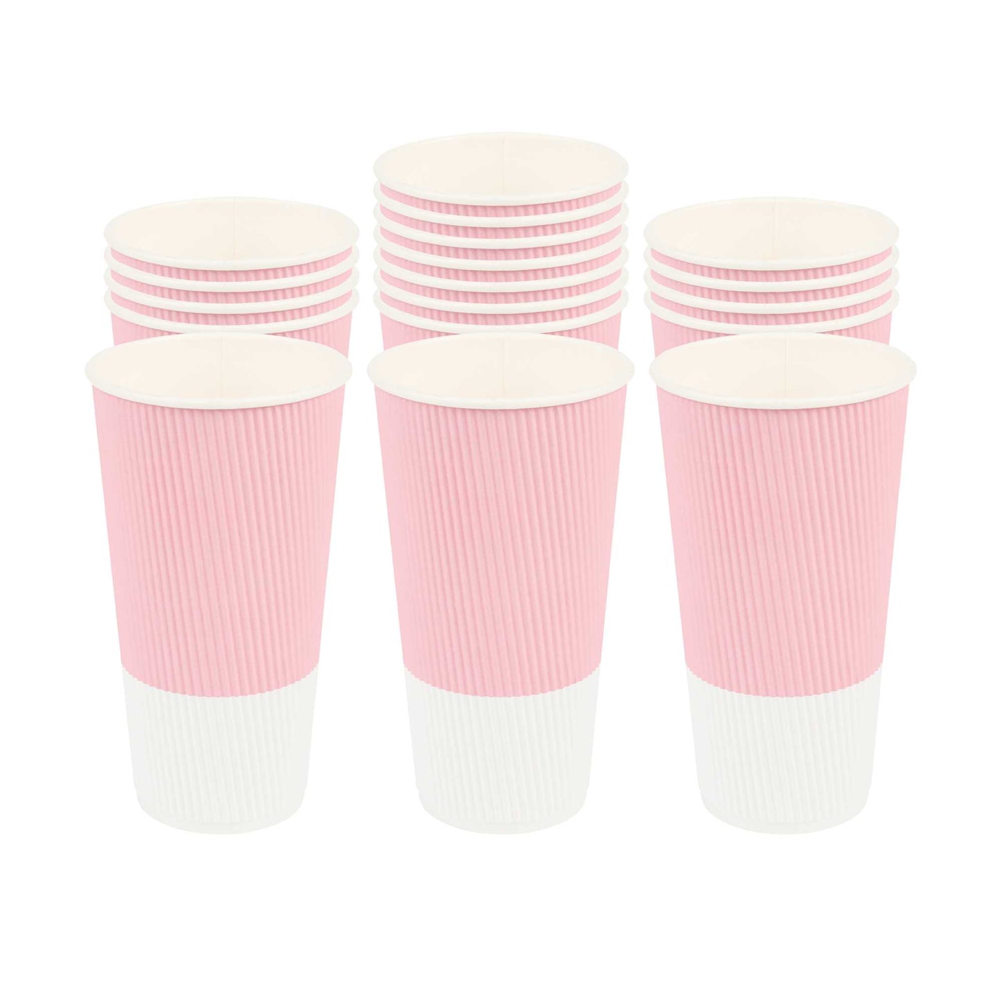 Restpresso 20 oz Light Pink Paper Coffee Cup - Ripple Wall - 3 1/2" x 3 1/2" x 6 1/4" - 10 count box