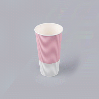 Restpresso 20 oz Light Pink Paper Coffee Cup - Ripple Wall - 3 1/2" x 3 1/2" x 6 1/4" - 10 count box