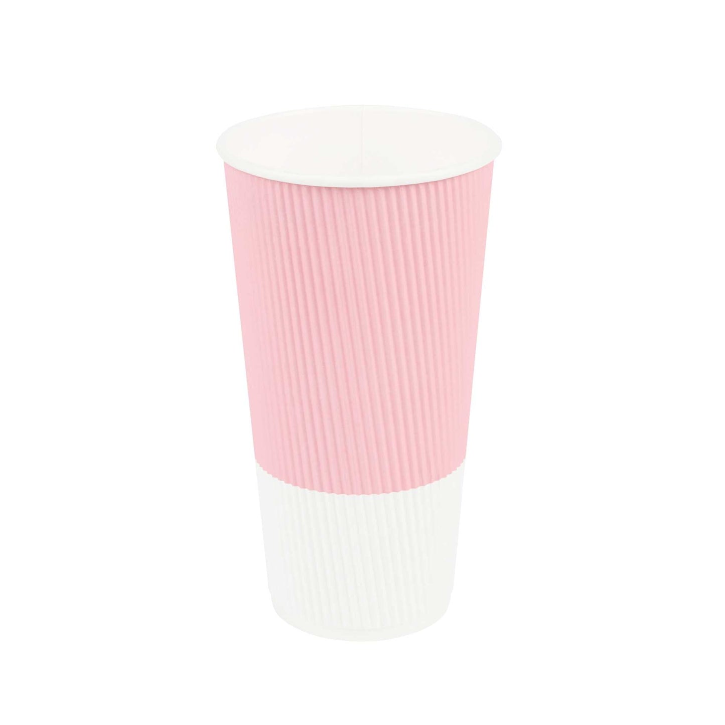 Restpresso 20 oz Light Pink Paper Coffee Cup - Ripple Wall - 3 1/2" x 3 1/2" x 6 1/4" - 10 count box