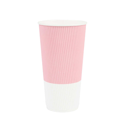Restpresso 20 oz Light Pink Paper Coffee Cup - Ripple Wall - 3 1/2" x 3 1/2" x 6 1/4" - 10 count box