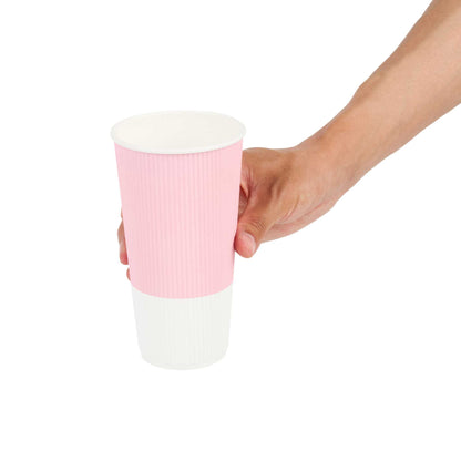 Restpresso 20 oz Light Pink Paper Coffee Cup - Ripple Wall - 3 1/2" x 3 1/2" x 6 1/4" - 250 count box