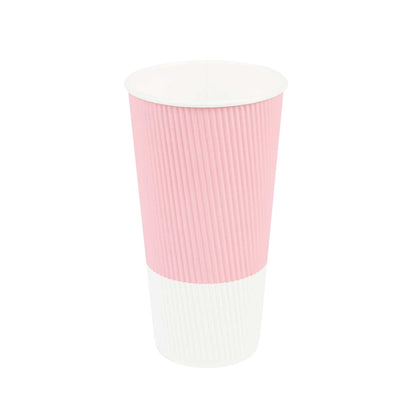 Restpresso 20 oz Light Pink Paper Coffee Cup - Ripple Wall - 3 1/2" x 3 1/2" x 6 1/4" - 250 count box