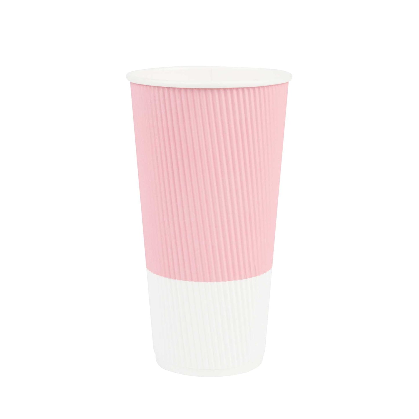 Restpresso 20 oz Light Pink Paper Coffee Cup - Ripple Wall - 3 1/2" x 3 1/2" x 6 1/4" - 250 count box