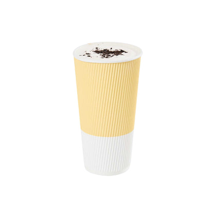 Restpresso 20 oz Light Yellow Paper Coffee Cup - Ripple Wall - 3 1/2" x 3 1/2" x 6 1/4" - 10 count box