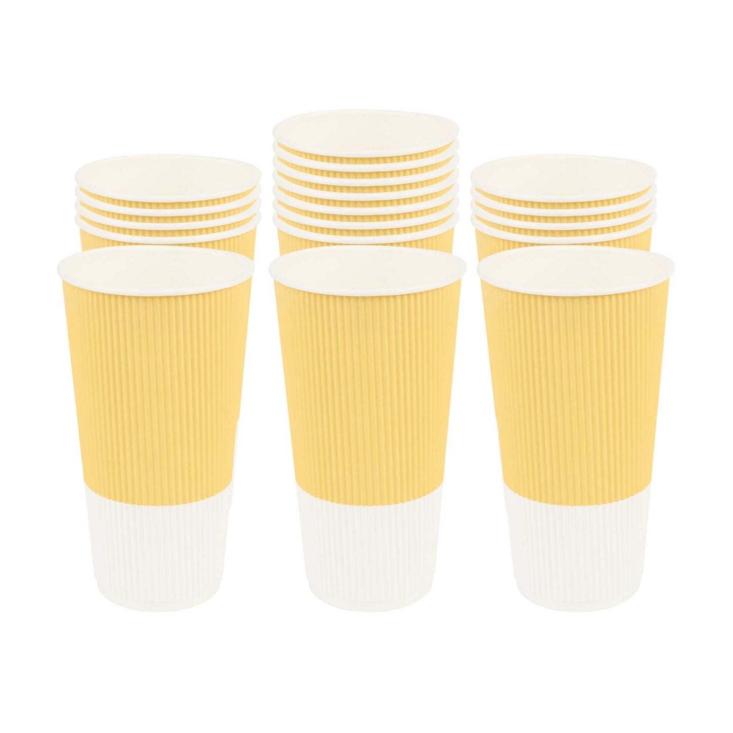 Restpresso 20 oz Light Yellow Paper Coffee Cup - Ripple Wall - 3 1/2" x 3 1/2" x 6 1/4" - 10 count box