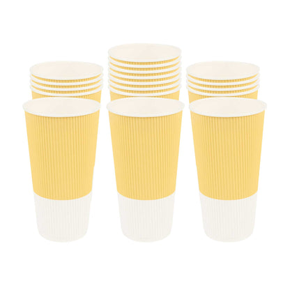 Restpresso 20 oz Light Yellow Paper Coffee Cup - Ripple Wall - 3 1/2" x 3 1/2" x 6 1/4" - 10 count box