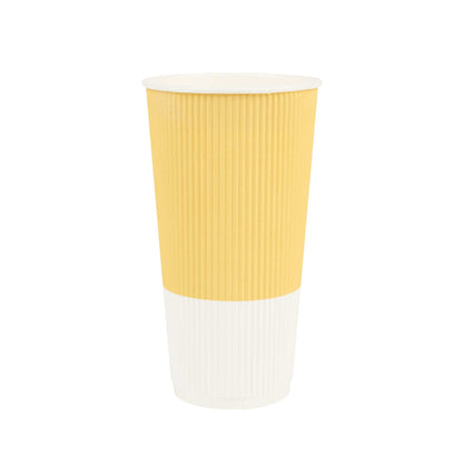 Restpresso 20 oz Light Yellow Paper Coffee Cup - Ripple Wall - 3 1/2" x 3 1/2" x 6 1/4" - 10 count box