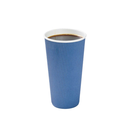 Restpresso 20 oz Midnight Blue Paper Coffee Cup - Ripple Wall - 3 1/2" x 3 1/2" x 6 1/4" - 10 count box