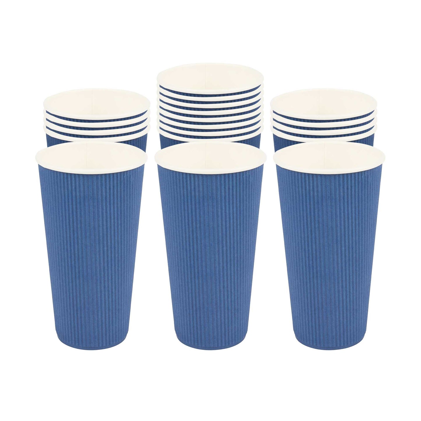 Restpresso 20 oz Midnight Blue Paper Coffee Cup - Ripple Wall - 3 1/2" x 3 1/2" x 6 1/4" - 10 count box