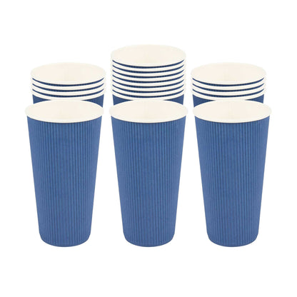 Restpresso 20 oz Midnight Blue Paper Coffee Cup - Ripple Wall - 3 1/2" x 3 1/2" x 6 1/4" - 250 count box