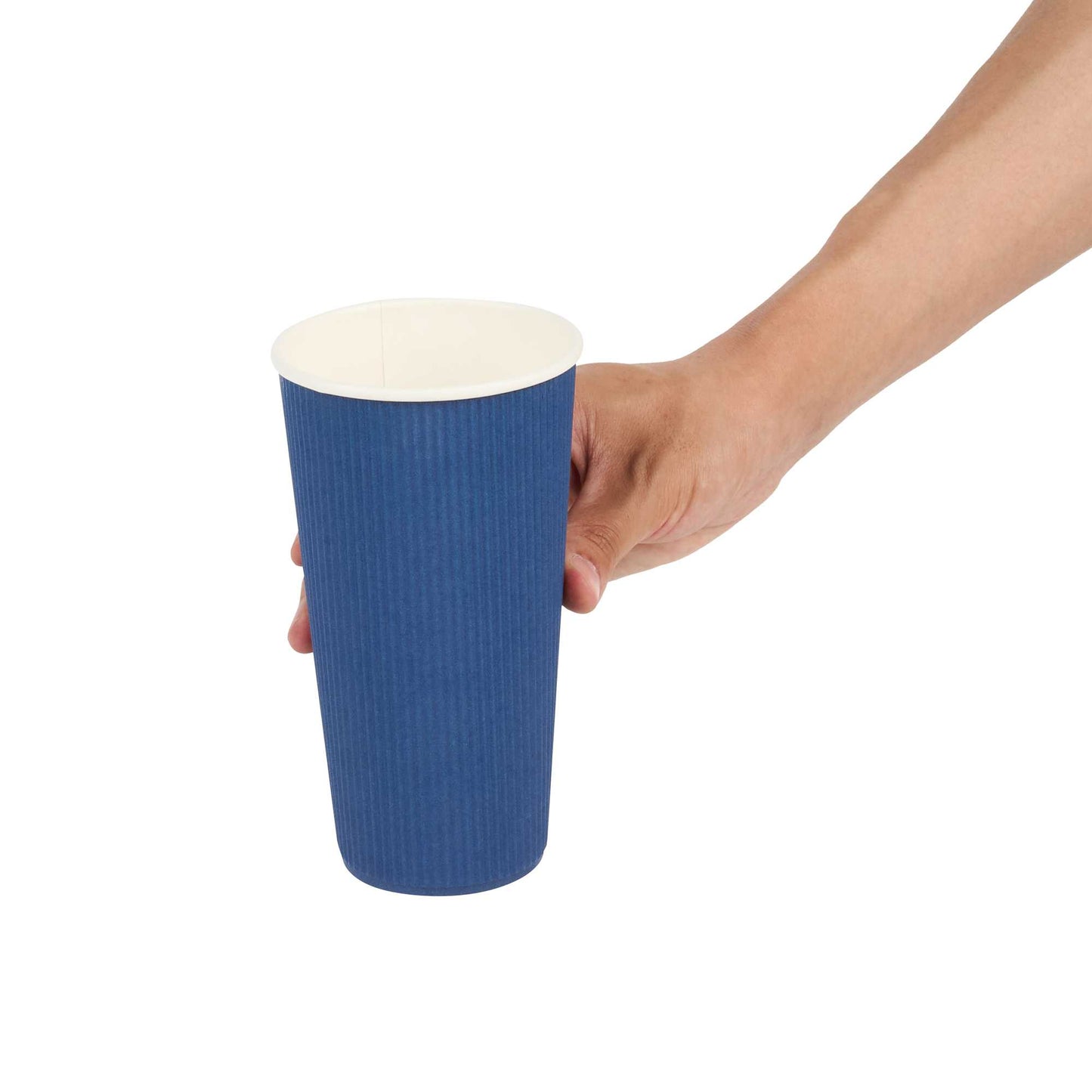 Restpresso 20 oz Midnight Blue Paper Coffee Cup - Ripple Wall - 3 1/2" x 3 1/2" x 6 1/4" - 250 count box