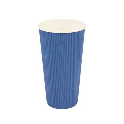 Restpresso 20 oz Midnight Blue Paper Coffee Cup - Ripple Wall - 3 1/2" x 3 1/2" x 6 1/4" - 250 count box