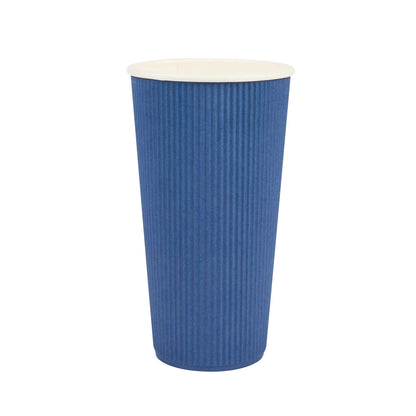 Restpresso 20 oz Midnight Blue Paper Coffee Cup - Ripple Wall - 3 1/2" x 3 1/2" x 6 1/4" - 250 count box