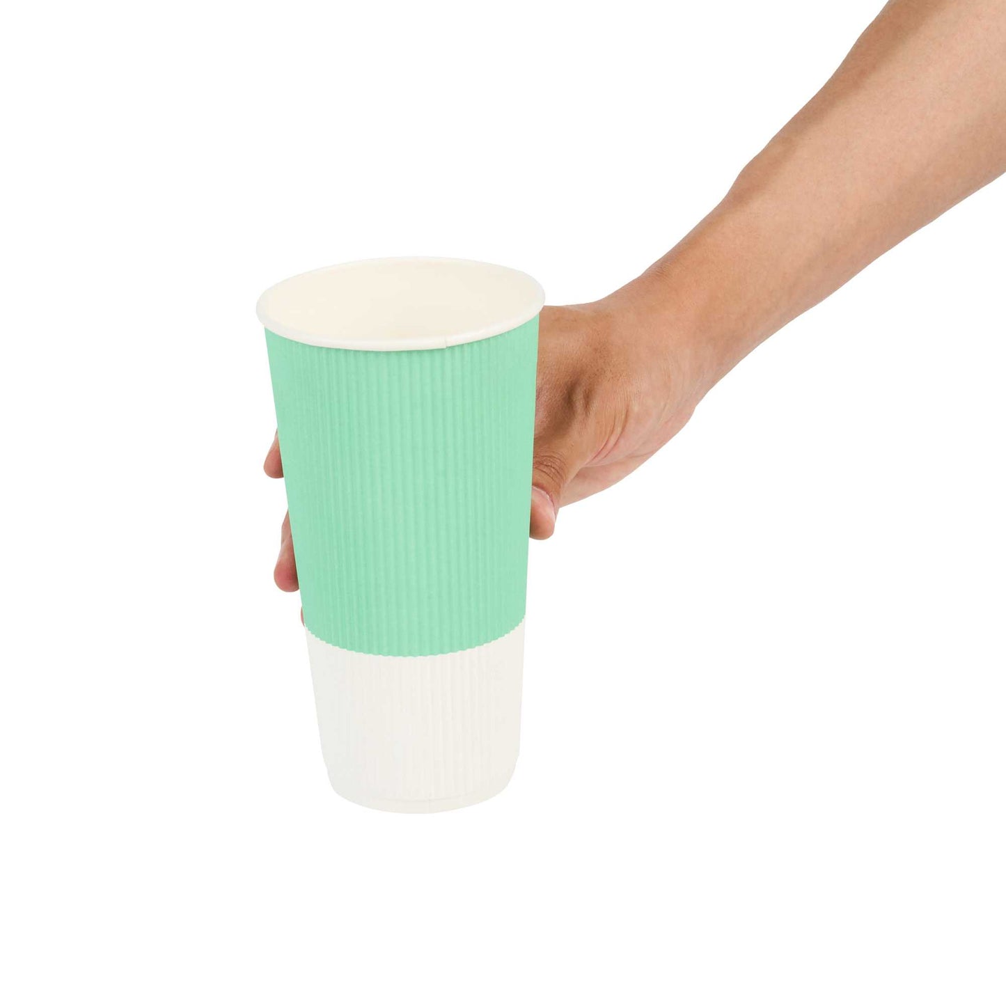Restpresso 20 oz Light Green Paper Coffee Cup - Ripple Wall - 3 1/2" x 3 1/2" x 6 1/4" - 10 count box