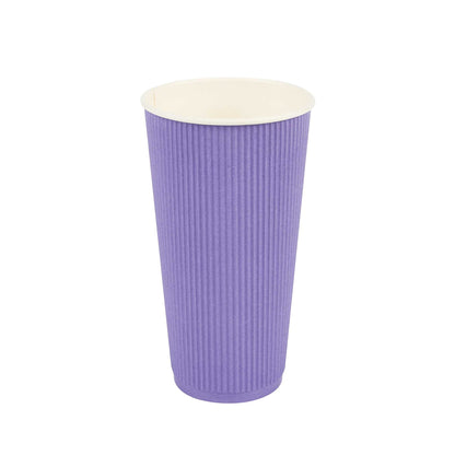 Restpresso 20 oz Royal Purple Paper Coffee Cup - Ripple Wall - 3 1/2" x 3 1/2" x 6 1/4" - 10 count box