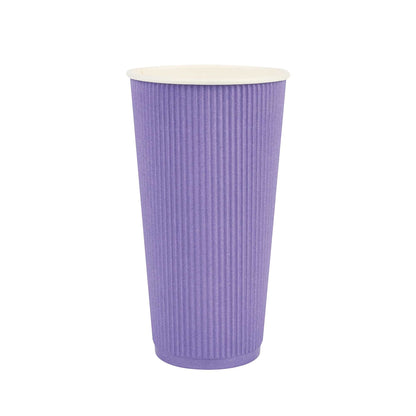 Restpresso 20 oz Royal Purple Paper Coffee Cup - Ripple Wall - 3 1/2" x 3 1/2" x 6 1/4" - 10 count box