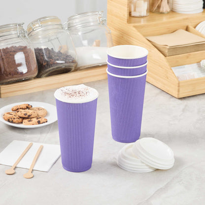 Restpresso 20 oz Royal Purple Paper Coffee Cup - Ripple Wall - 3 1/2" x 3 1/2" x 6 1/4" - 250 count box