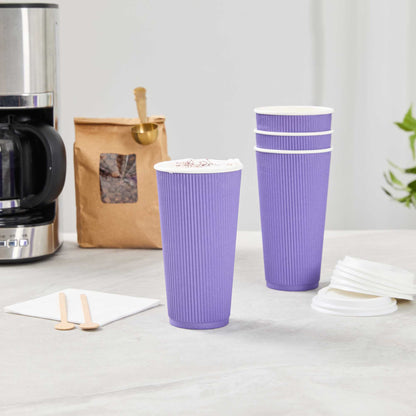 Restpresso 20 oz Royal Purple Paper Coffee Cup - Ripple Wall - 3 1/2" x 3 1/2" x 6 1/4" - 250 count box