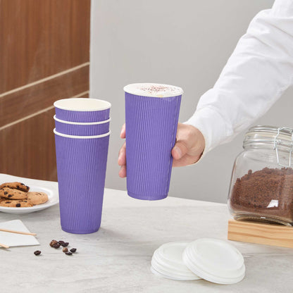 Restpresso 20 oz Royal Purple Paper Coffee Cup - Ripple Wall - 3 1/2" x 3 1/2" x 6 1/4" - 250 count box