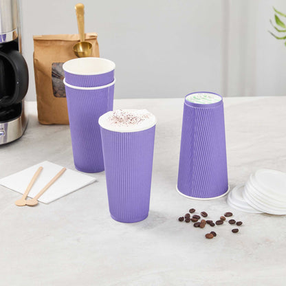 Restpresso 20 oz Royal Purple Paper Coffee Cup - Ripple Wall - 3 1/2" x 3 1/2" x 6 1/4" - 250 count box