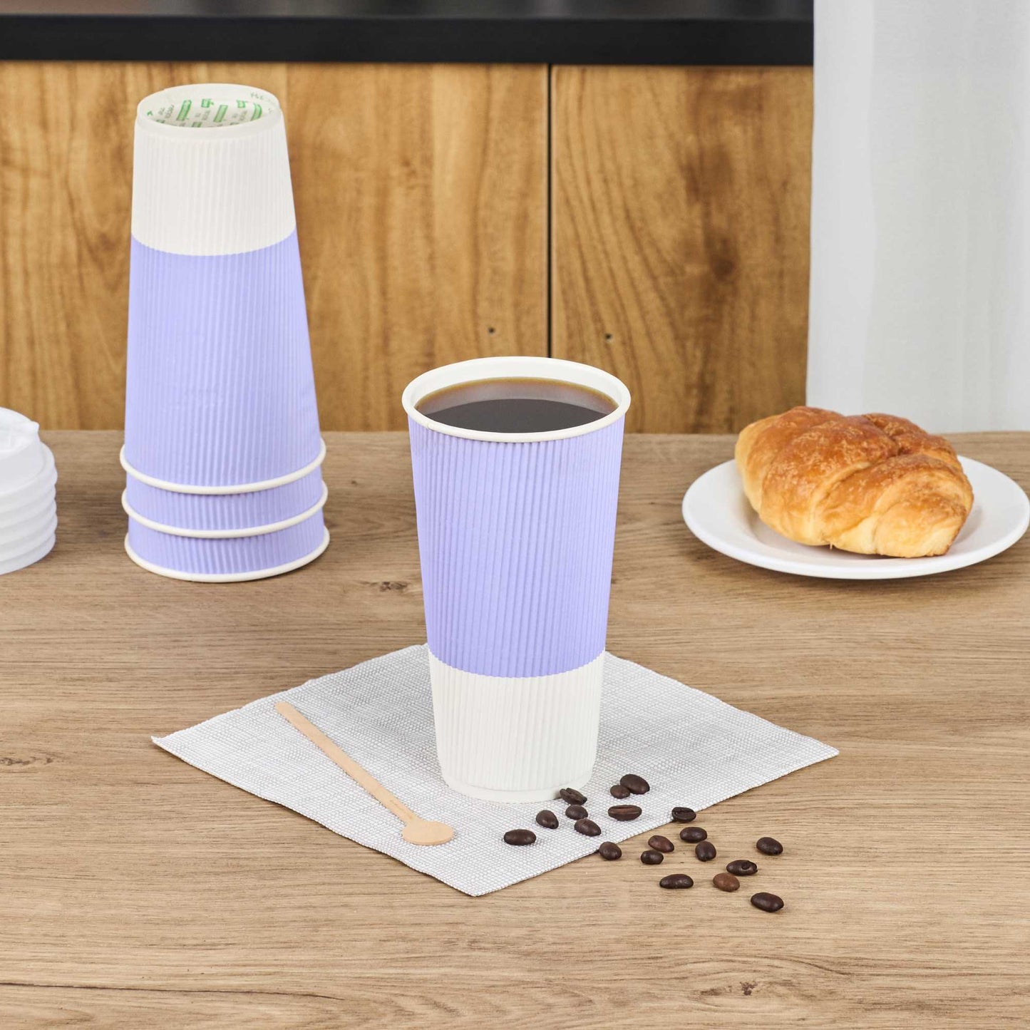 Restpresso 20 oz Light Purple Paper Coffee Cup - Ripple Wall - 3 1/2" x 3 1/2" x 6 1/4" - 10 count box