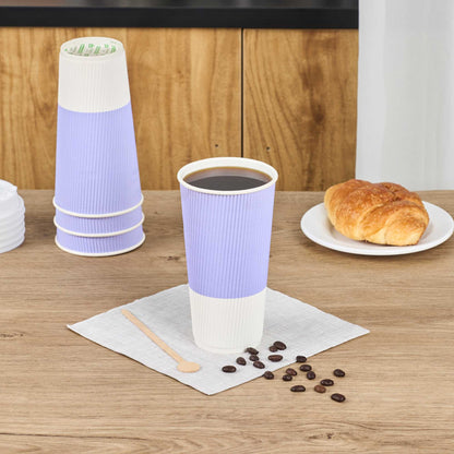 Restpresso 20 oz Light Purple Paper Coffee Cup - Ripple Wall - 3 1/2" x 3 1/2" x 6 1/4" - 10 count box
